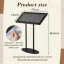 Metal Enclosed Bulletin Menu Board, 3 x (8.5 x 11) Inches Freestanding Menu Stand Menus Holder Floor Standing, Pedestal Advertising Display with Cover, 14 Magnetic Clasp Included, Black