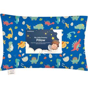 Toddler Pillow with Pillowcase - 13x18 My Little Dreamy Kids Travel Bed Pillows for Sleeping, Organic Cotton Small Pillowcase, Soft & Breathable, Machine Washable, Toddlers 2-5 years old (DinoWorld)
