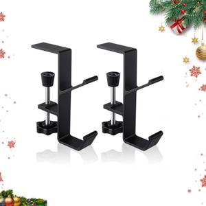 Christmas Stockings Holder Hanger,Metal Hooks for Hanging Christmas Stockings,Stocking Holders for Mantle for ChristmasDecorations (2 Black, 2)