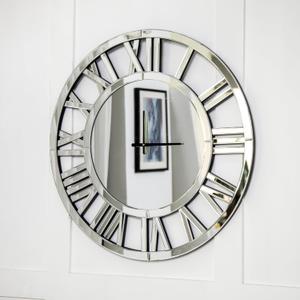 SHYFOY 18-Inch Acrylic Mirrored Wall Clock - Roman Numeral Skeleton Design - Large Decorative Clock - Modern Home Decor -Elegant Timepiece for Living Room, Bedroom, and Office (18inches)