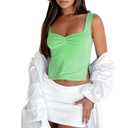 Crop Tank Tops for Women Trendy, Sleeveless Sexy Top Women Summer Bustier Going Out Tops Sweetheart Neck Double Layered Tops（Green，Small） (S)