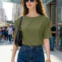 Dokotoo Women's Casual Summer Tops Crew Neck Short Sleeve Drawstring T Shirts Basic Tee Tunic Blouses (Green, XL)