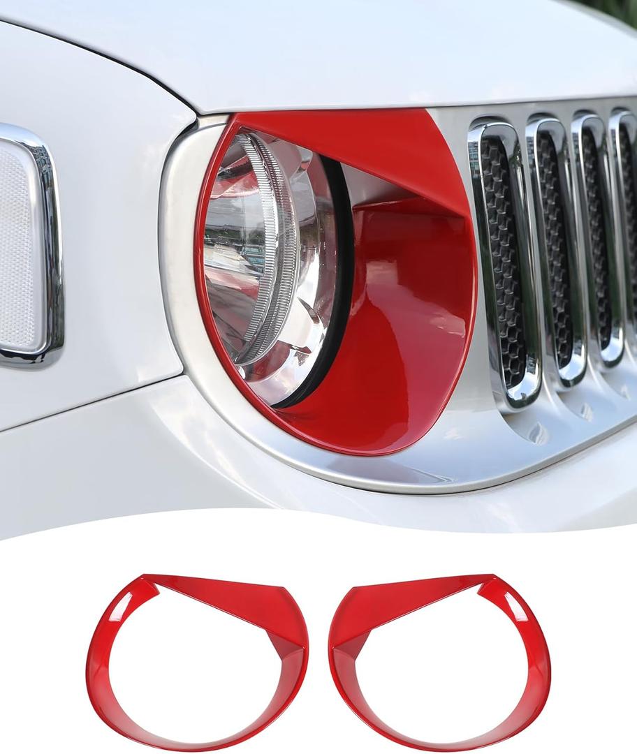 Hoolcar for Renegade Angry Eyes Headlight Bezels Trim Cover Fit for Jeep Renegade 2016 2017 2018 Front Light Cover Trim Exterior Accessories, Red
