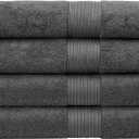 Luxury Oversized Bath Towels | 650 GSM, 34" x 56" | Hotel Quality, Soft & Highly Absorbent | Quick Dry, Thick, Combed Cotton Bathroom Towels | Dark Grey - 4 Pack