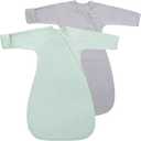 Organic Cotton Transitional Baby Swaddle Sleep Sacks Arms Up Sleeves Mitten Cuffs 2 Pack 0-3 Months, Soft Wearable Swaddling Blanket Sleeping Sacks for Boys Girls Calms Startle Reflex Sleep Bag (Gray + Sage Green)