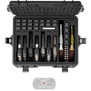 Kinghardcase Pistol Case Gun Case for Handguns - Hold 9 Pistol & 22 Magazines Pre-Cut Heavy Duty Waterproof TSA Approved Handgun Case for Home Storage, Range Training Carrying
