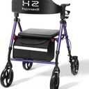 Walkers for Seniors, Foldable Rollator Walker with Durable Aluminum, Dual Adjustable Height Medical Rolling Walker 8" Wheels for All Terrain, Transport Chair with Seat and Backrest, Purple