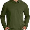 MAGCOMSEN Men's Polo Shirts with Pocket Long Sleeve Golf Quick Dry Shirts Performance Athletic Work Casual Collared Shirt (Green, XXL)