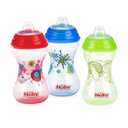 Nuby Clik-It No-Spill Baby Sippy Cup with Soft Spout - (3 Pack) 10 oz - 6+ Months - Red/Blue/Green