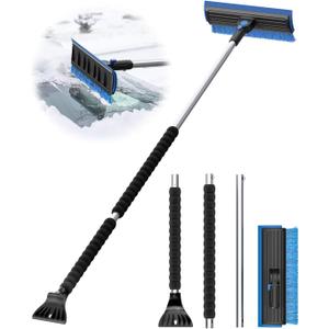 helloleiboo 2025 Extra Long 55.7" Ice Scrapers for Car Windshield Multi-Functional Detachable Car Ice Scraper with Foam Grip and 270 Pivoting Brush Head Snow Brush for SUV Truck Auto (Blue)