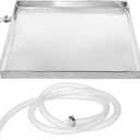 Stainless Steel Air Conditioner Drip Pan 17.3×15.7in with 6.6Ft Drain Hose and Clamp Leakproof Water Tray for External Unit HVAC and Portable Ac Drainage