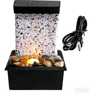 Mini Tabletop Water Fountain with LED Light & Powerful Pump USB Powered Desktop Decor for Home, Office, and Tea Room
