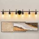 Bathroom Vanity Light, 6 Light Bathroom Light Fixture Over Mirror, Modern Matte Black Wall Lighting with Clear Glass Shade, Wall Lamp for Bathroom Bedroom Hallway
