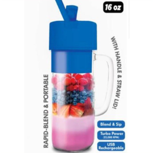 Hy-Impact Better Blender 16 Oz Cordless USB Rechargeable Turbo Power. New