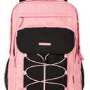 Choco Mocha Pink Backpack for Girls, Travel School Backpack for Teen Girls Large Bookbag for Middle Elementary School 18 Inch, Black Pink (Thickened version (exclusive laptop compartment))