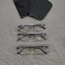 JJWELL 3 Pack Mens Reading Glasses Blue Light Blocking, Metal Rectangle Semi Rimless Readers for Men, Anti Eyestrain/Computer Glare/UV, Half Frame Spring Hinge Eyeglasses with Pouches(3.25) (Black Gunmetal Gold)