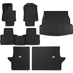 Custom Fit All Weather Car Floor Mats for Toyota RAV4 2025-2019 & RAV4 Hybrid - Durable TPE Floor Liners, 6Pcs Car Mats Full Set for 2025 Rav 4 Rubber Mats - Black Toyota RAV4 Accessories