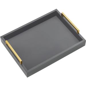 40cm x30cm Serving Trays with Handles, Grey Decorative Serving Tray, Ottoman Trays, Living Room, Bathroom, and Outdoors Decorative Trays (Charcoal) (Gray)
