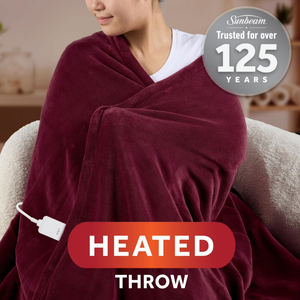Sunbeam Electric Heated Throw Blanket Microplush 4 Heat Settings 50x70