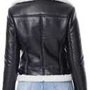 DIASHINY Women's Faux Shearing Fur Winter Coat Warm Thick Fur Lined Faux Leather Jacket (039 Black-white)