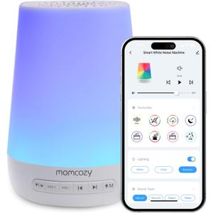 Baby Sound Machine, Momcozy White Noise Machine for Baby Sleeping with Night Light, Toddler Sleep Trainer with 34 Soothing Sounds, Timer, App Remote Control, Personal Sleep Routine (Blue)
