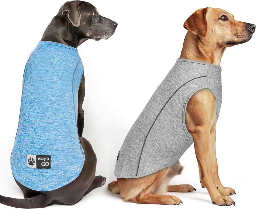 KYEESE 2Pack Dog Shirt with Reflective Stripe Athletic Tank Top Pet T Shirt Stripe Athletic Tank Top Sleeveless Vest Dog Clothes for Medium Large Dog,Grey+Blue,3XL (XXX-Large (55-75lbs))