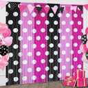 Pink Black Foil Fringe Curtains Birthday Decorations, 2 Pack 3.2x6.6ft Mouse Color Tinsel Streamers Backdrop Baby Shower Cartoon Mouse Birthday Party Decorations Supplies