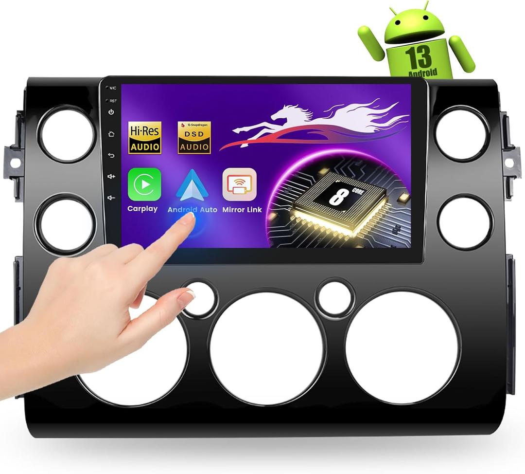 Android 13 Car Radio Qualcomm 8 Core 4+64G 5G WiFi for Toyota FJ Cruiser 2006-2022, 9'' Touch Screen Car Stereo with Wireless Carplay Android Auto, GPS/DSP/BT/SWC/Mic/OTA, Backup Cam