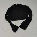 Kindcall Lightweight Mock Turtleneck Crop Tops Long Sleeve Casual Base Layer for Women (Small, Black)