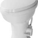 Lippert Flow Max RV Toilet with Elongated Ceramic Bowl, 18" Standard Profile, Full-Size Residential Seat, Easy-Close Lid, Efficient Flush - 2022113192