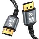 16K DisplayPort Cable 2.1, 15 FT DP Cable [16K@60Hz, 8K@120Hz, 4K@240Hz, 40Gbps] | Gold-Plated DP to DP for Gaming Monitor, PC | Supports HDR, HDCP, FreeSync, G-Sync, RTX 4090, 7900XTX