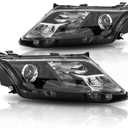 Headlights Assembly w/Bulbs Compatible with 2010 2011 2012 Ford Fusion Headlight Headlamp Driver & Passenger Side Black Housing