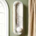 16.9 Natural Marble Wall Sconce Wall lamp, Modern Oval Wall Mounted Lighting with Milk Glass Globe Shade, Hardwired Sconce for Dining Room, Stairs, Bedroom, Hallway, Kitchen