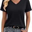 YUCOLEN Womens Short Sleeve V Neck T Shirts Casual Loose Tees Cotton Soft Breathable UPF 50+ Tops Summer 2026 (XL)
