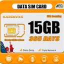 4G LTE Cellular Data SIM Card for 365 Days 15GB Compatible with USA Nationwide Networks for Security Cameras, Hunting Trail Cameras, Game Cameras, Tablets, Unlocked IoT Device,Plug and Play