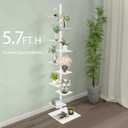 9 Tier Metal Spine Bookshelf Tower, Adjustable Vertical Tower for Books, Tall & Narrow Ladder Bookcase, Metal Vertical Bookshelf for Study Room,Living Room,Office,Bedroom (White), 39*175cm/15.4*68.9in