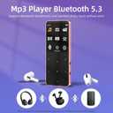 Mp3 Player with Bluetooth 5.3, Portable Digital Mp3 Music Player with Speaker, FM Radio, Voice Recorder, E-Book, Touch Buttons, Supports up to 128GB, (Rose Gold,64GB)