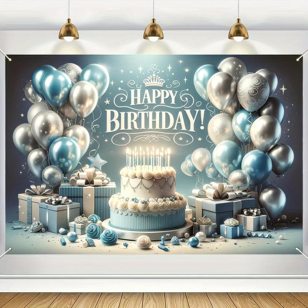 Birthday Banner 70x43 Inches - Happy Birthday Party Decoration with Colorful Balloons Backdrop Photography Background for Indoor and Outdoor Celebration