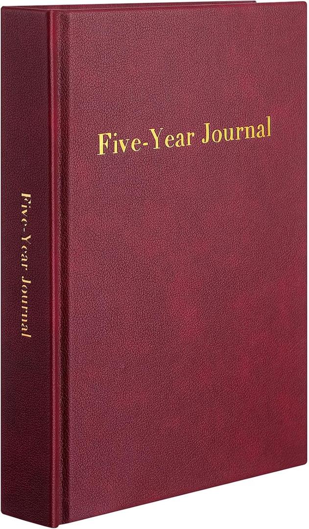 Resurhang Hard Cover 5 Year Journal 6 x 8.5 Inch 5 Year Memory Notebook Daily Journal, Yearly Undated Diary Life Planner Log Book Gifts for Men and Women (Wine Red)