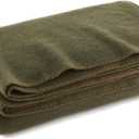 Ever Ready First Aid Olive Drab Green Fire Retardant Warm Blanket, 66" x 90" (80% Wool), US Military Style Survival and Emergency Blanket for Camping and Outdoor Use