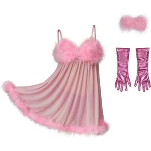 VEECOOCOS Fembot Cosplay Costume Women's Sexy Nightdress with Gloves (Pink), XS