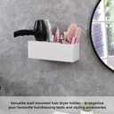Hair Dryer Countertop Holder, Hair Tool Organizer Wall Mount, Blow Dryer Holder Organizer, Bathroom Countertop Blow Dryer Holder and Curling Iron Holder (Cedar Wood, White)