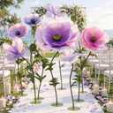 Hoteam 9 Pcs 6.2 ft Giant Flowers for Decoration, 32" Huge Poppy,Purple