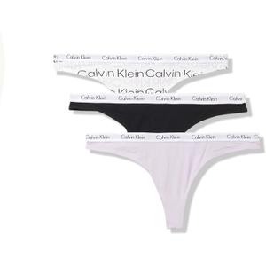 Calvin Klein Women's Carousel Logo Cotton Stretch Thong Panties, 3 Pack (X-Large, Black / Orchid Petal / Reflected Logo_white/Orchid Petal)