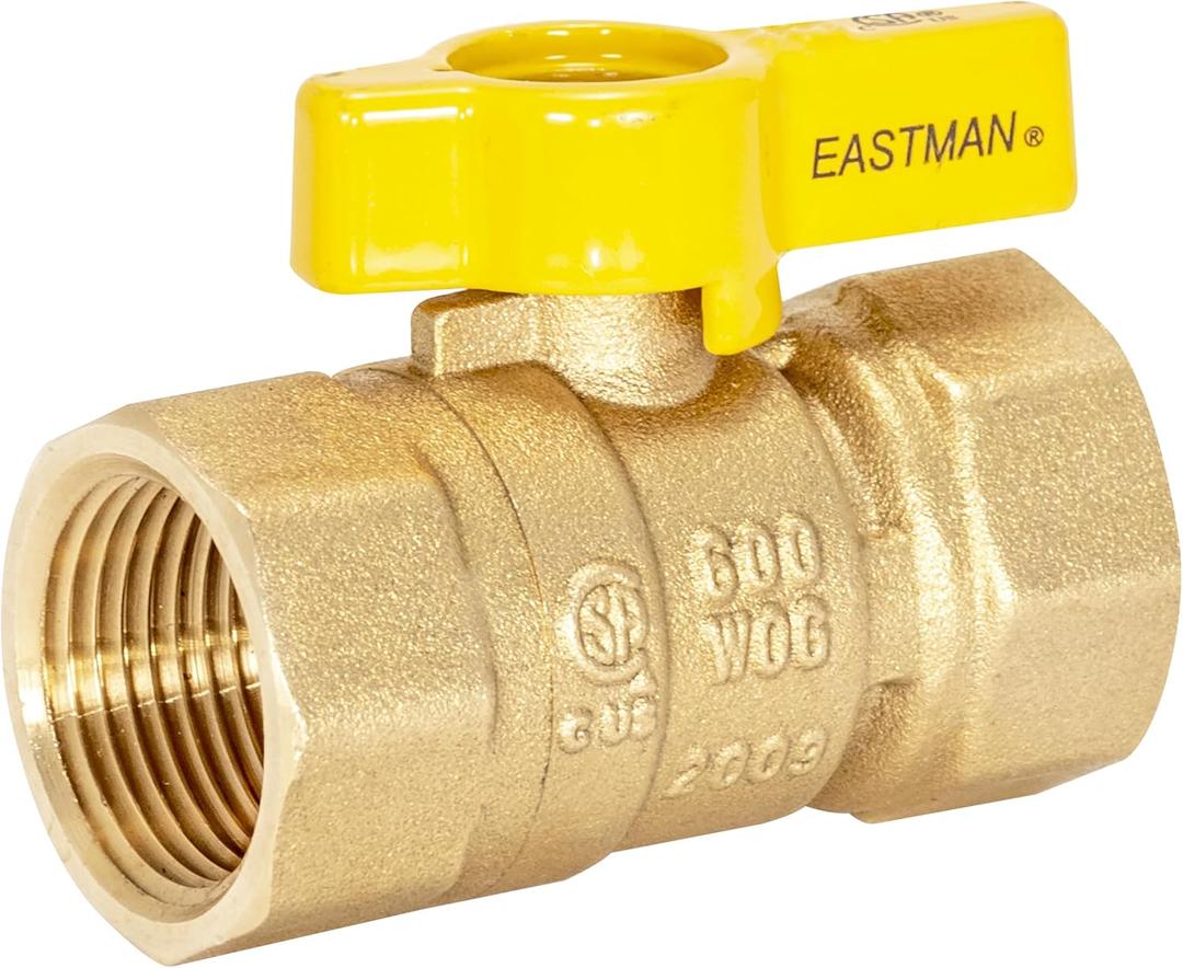 Eastman Straight Gas Brass Ball Valve, 3/4 in FIP x 3/4 in FIP, 1/4-Turn Handle, 60011B
