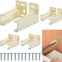 Chunful 4 Pair Rear Drawer Track Socket Back Plates Mounting Brackets Durable Plastic Drawer Track Back Plate Left and Right Close Locker Slides Socket for Repairing Replacing (Milky)
