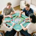 Mahjong Mat for Table Noise Reduction Non Slip Mahjong Table Mat for Playing Card, Blackjack Mahjong Poker,Board Games 31.5"x31.5" Size (Green)