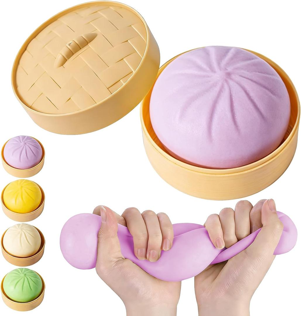2PCS, Soft Squeeze Dumpling Stress Ball Comes with Small One in Any Color, Fidget Toys Adults and Teens, Slow Rising Stress Ball Fidget, Squeeze Toys for Stress Relief Gifts(Purple)