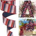 HUIHUANG Red White Blue Plaid Wired Ribbon 2.5 inch Patriotic Checkered Dupioni Ribbon for 4th of July Gift Wrapping Bow Making Wreaths DIY Craft Holiday Decorations - Continuous 10 Yards