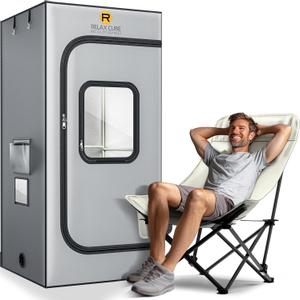 Portable Steam Sauna Pro 1500W 3L, Sauna Tent with Ergonomic High Back Sauna Chair, Full Body Personal Sauna Box for Home Spa Indoor, 75x35x35 XL Size, Gray